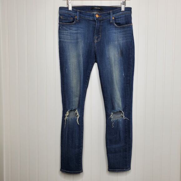J BRAND Women's Misfit Capri Jeans Size 28 Ripped Knee Ankle Dark Wash Stretch - Picture 8 of 8